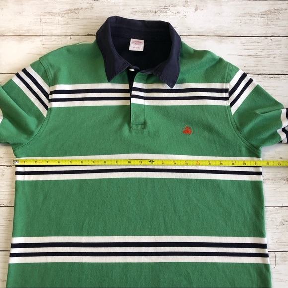 BROOKS BROTHERS 346 Men Green/White/Black Striped Long Sleeve Polo Sz L - Picture 8 of 11